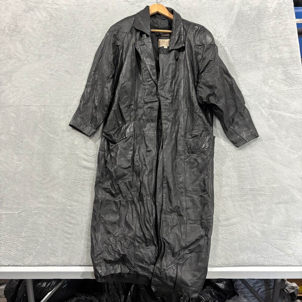 Pelle Studio Leather Jacket Women‎ XS Oversized Long Lined Insulated Overcoat